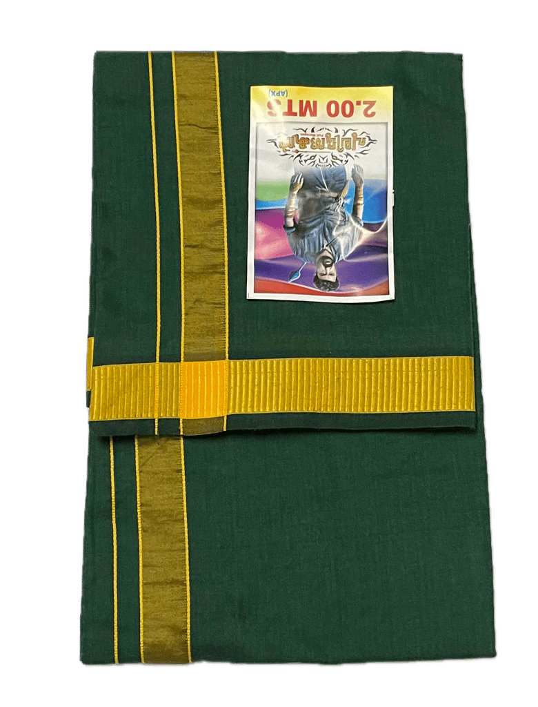 Colour Dhothies with Rich Silk Border - Cool Cotton 2mtrs - Dhoti - Mundu