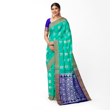 Seaform Green Color Attractive Meena Work Floral Butta Pure Kanjivaram Silk Saree