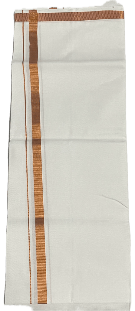 Pure white cotton Dhothi - Silk Border - Sarathi White Dhoti Mundu