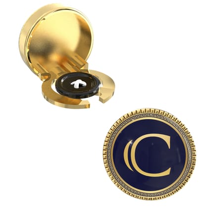 The Smart Buttons - Gold Colour Plated Shirt Button Cover Cufflinks for Men - Personalized Initials - C