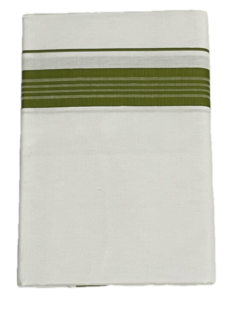 Pure white cotton Fancy border Dhothi - Think Border with lines - mundu