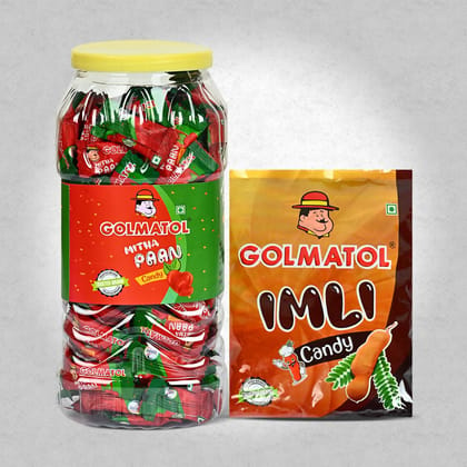 Golmatol Mitha Paan and Imli Candy Combo - 945g (170/100 Pieces)