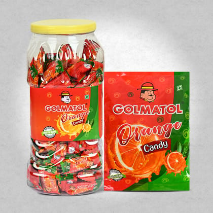 Golmatol Orange Jar and Orange Packet Candy Combo containing 170/100 Pieces Respectively