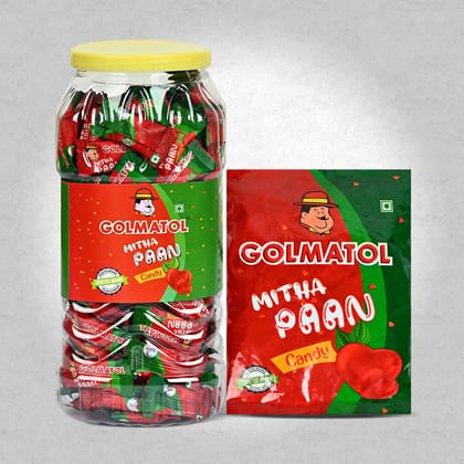 Golmatol Mitha Paan Jar and Mitha Paan Packet Candy Combo containing 170/100 Pieces Respectively