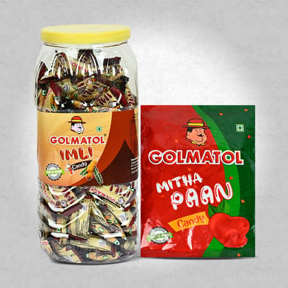 Golmatol Imli and Mith Paan Candy Combo of Jar/Packet containing 170/100 Pieces Respectively