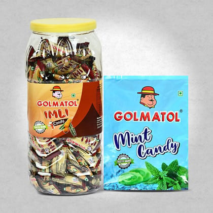 Golmatol Imli and Mint Candy Combo of Jar/Packet containing 170/100 Pieces Respectively