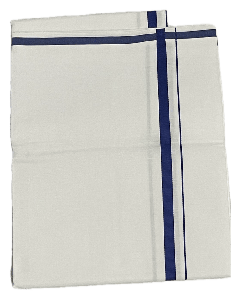 Pure White Cotton Classic border Dhothi - Mundu - Sarathi Vesti