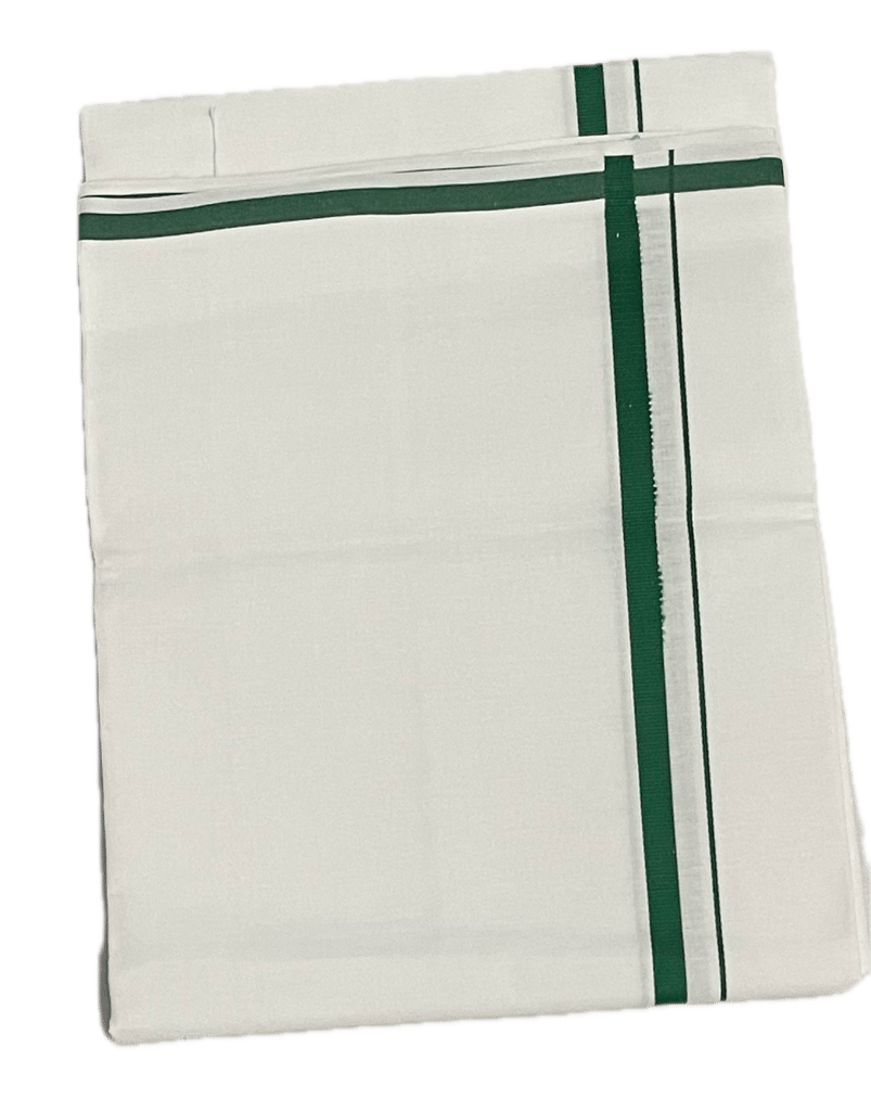 Pure White Cotton Classic border Dhothi - Mundu - Sarathi Vesti