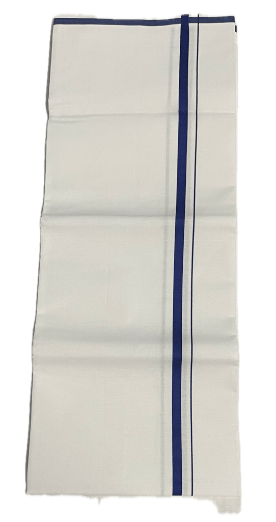 Pure White Cotton Classic border Dhothi - Mundu - Sarathi Vesti