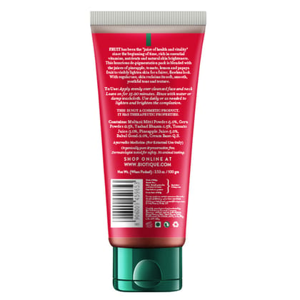 Biotique Fruit Brightening Depigmentation & Tan Removal Face Pack (100g)