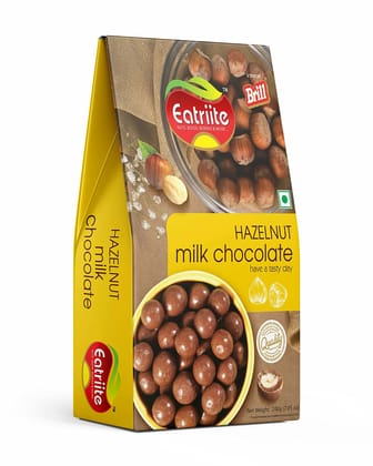 Eatriite Hazelnut Milk Chocolate (Milk-Chocolate Coated Whole Hazelnuts) Bites, 200 gm