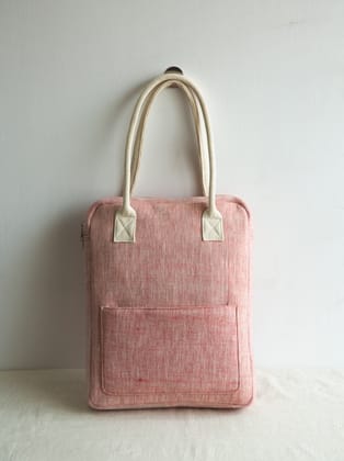 Laptop Bag - Nature Alley - Handwoven Fabric - Grey & Pink