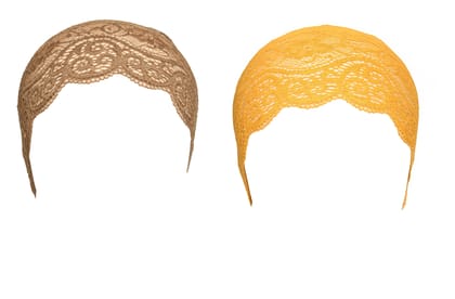 Girls and Womens Hijab Cap Hijab Headband, Under Hijab Scarf Light Brown and Yellow Naqab Head Scarf (2 pcs) Girls and Womens Hijab Cap Hijab Headband, Under Hijab Scarf Light Brown and Yellow Naqab Head Scarf (2 pcs)