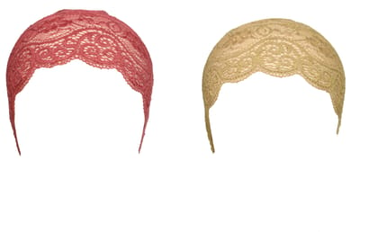 Girls and Womens Hijab Cap Hijab Headband, Under Hijab Scarf Light Maroon and Dark Beige Naqab Head Scarf (2 pcs)