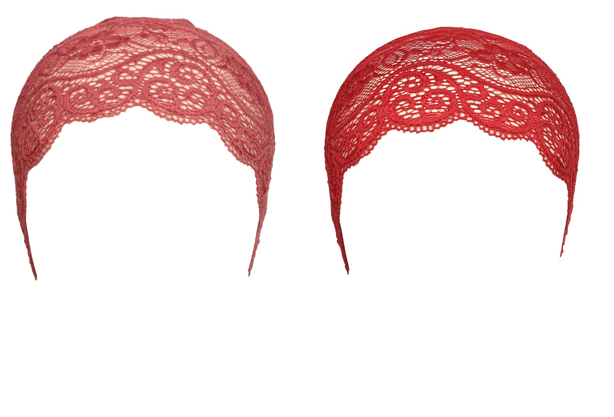 Girls and Womens Hijab Cap Hijab Headband, Under Hijab Scarf Light Maroon and Dark Red Naqab Head Scarf (2 pcs)