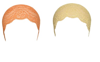 Girls and Womens Hijab Cap Hijab Headband, Under Hijab Scarf Orange and Cream Naqab Head Scarf (2 pcs)