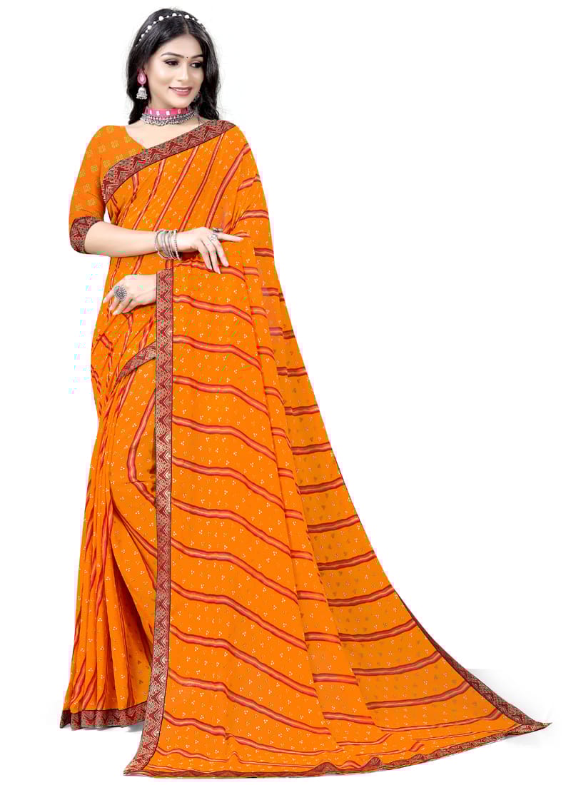 ASISA  Yellow Georgette Printed Sraee