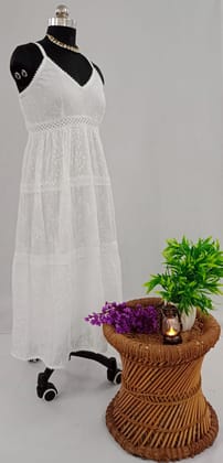 NV91533/E001-NV91533/E004 -Pure Comfort: Ankle-Length Pure Cotton White Dress NV91533/E001-NV91533/E004 -Pure Comfort: Ankle-Length Pure Cotton White Dress