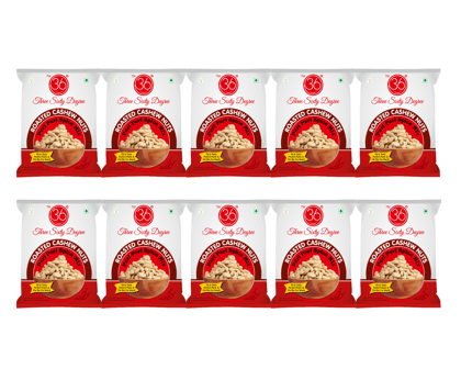 360 Three Sixty Degree Roasted Peri Peri Spicy Cashews Pouches (28gm X 10 Packs) 280 Grams I Salty Crunchy Kaju Dry Fruit I Zero Oil Added I Oven Roasted I Tasty & Nutritious