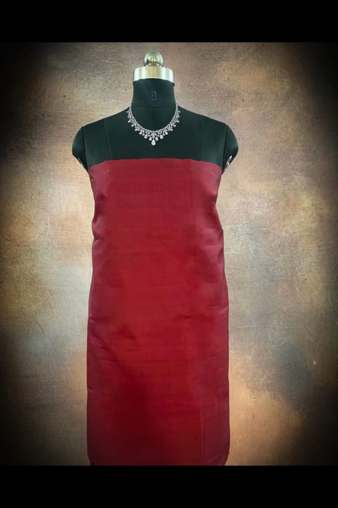 Navasaarigai Handloom Raw Silk Fabric for Women Unsittched Kurtis/Salwar Shawl Material- Dark Red Color (2Meters) - Unstitched Fabrics | Buy online on ZillyBuy