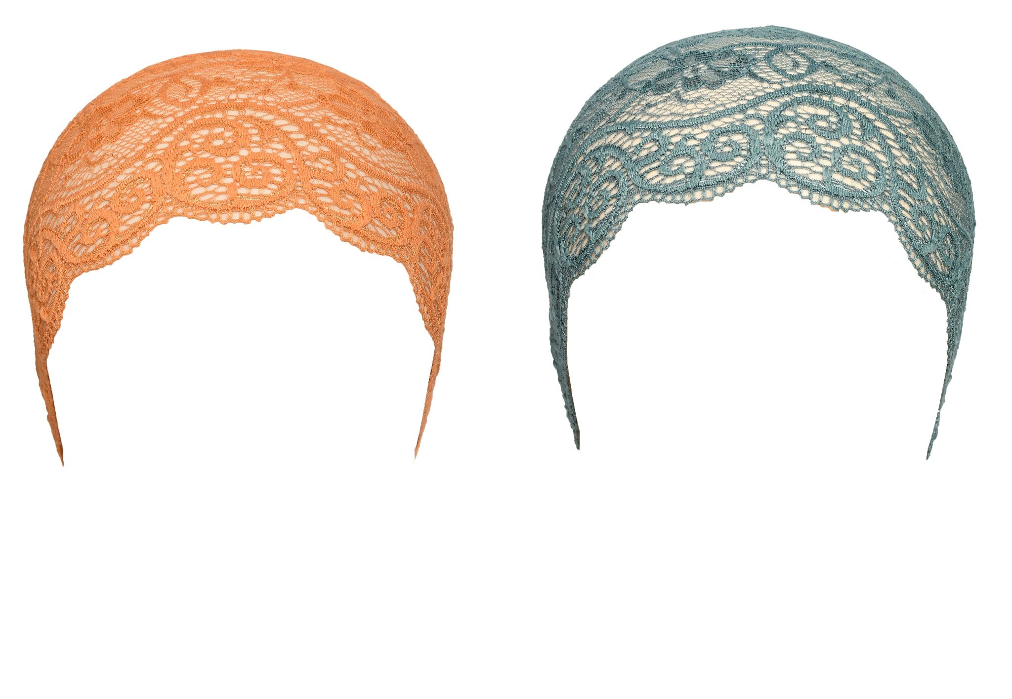 Girls and Womens Hijab Cap Hijab Headband, Under Hijab Scarf Orange and Grey Naqab Head Scarf (2 pcs)