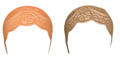 Girls and Womens Hijab Cap Hijab Headband, Under Hijab Scarf Orange and Light Brown Naqab Head Scarf (2 pcs)
