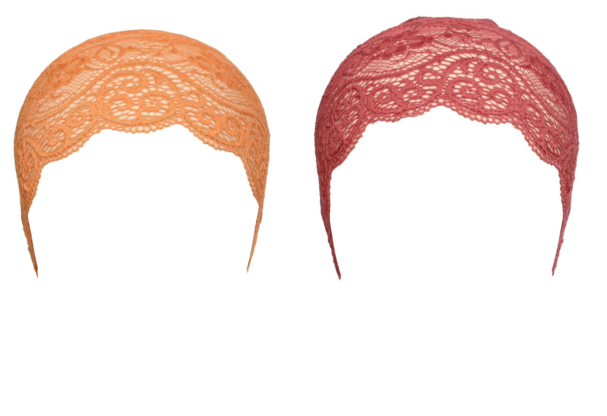 Girls and Womens Hijab Cap Hijab Headband, Under Hijab Scarf Orange and Light Maroon Naqab Head Scarf (2 pcs)