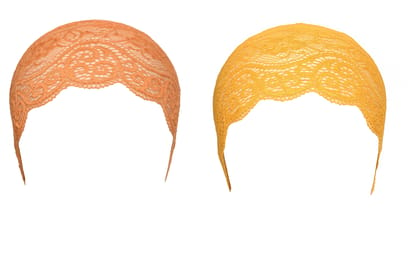 Girls and Womens Hijab Cap Hijab Headband, Under Hijab Scarf Orange and Yellow Naqab Head Scarf (2 pcs)