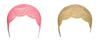 Girls and Womens Hijab Cap Hijab Headband, Under Hijab Scarf Pink and Dark Beige Naqab Head Scarf (2 pcs) Girls and Womens Hijab Cap Hijab Headband, Under Hijab Scarf Pink and Dark Beige Naqab Head Scarf (2 pcs)