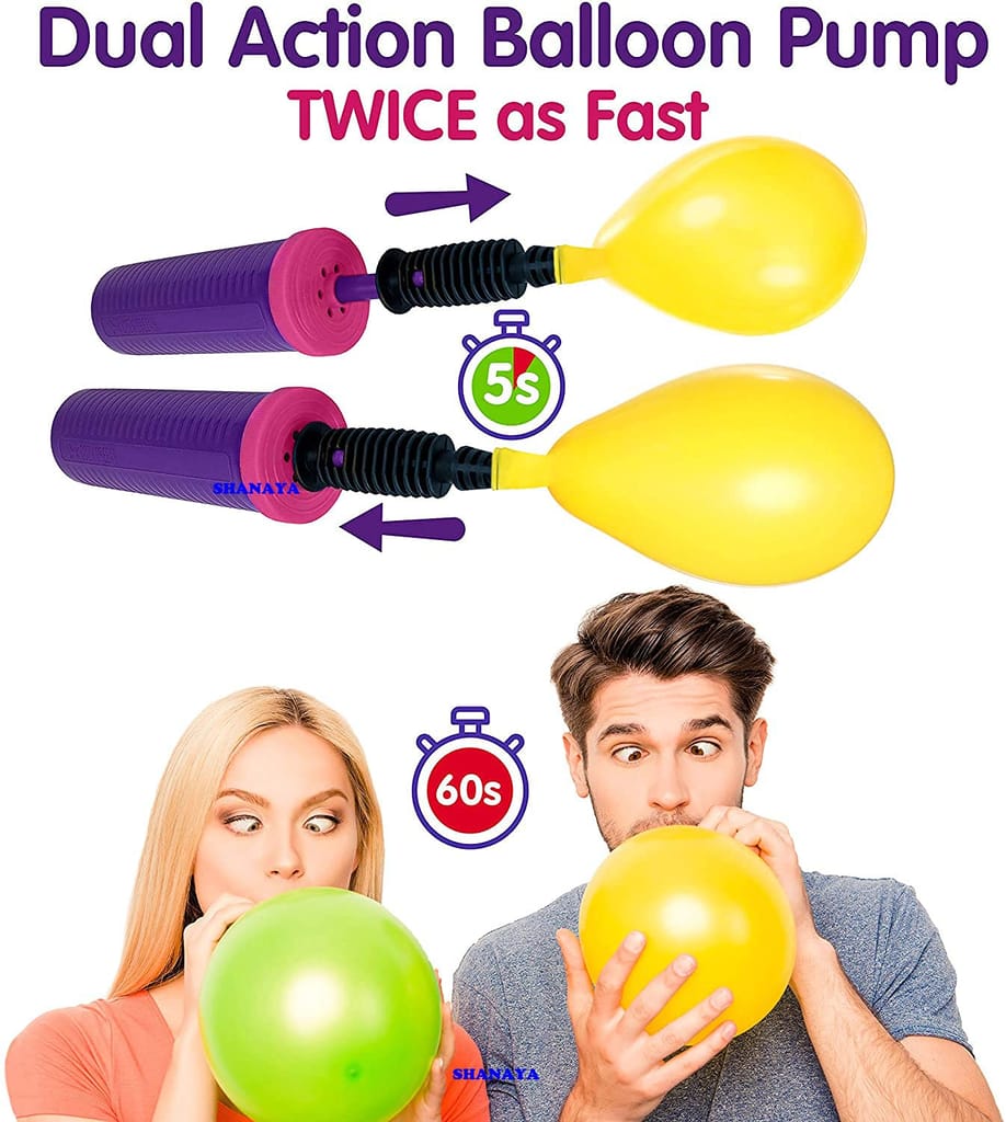 SHANAYA Combo Pack Of 2 Balloon Pumps Hand Held Inflator Air Pump For Balloons Multicolor 2 Way Dual Action
