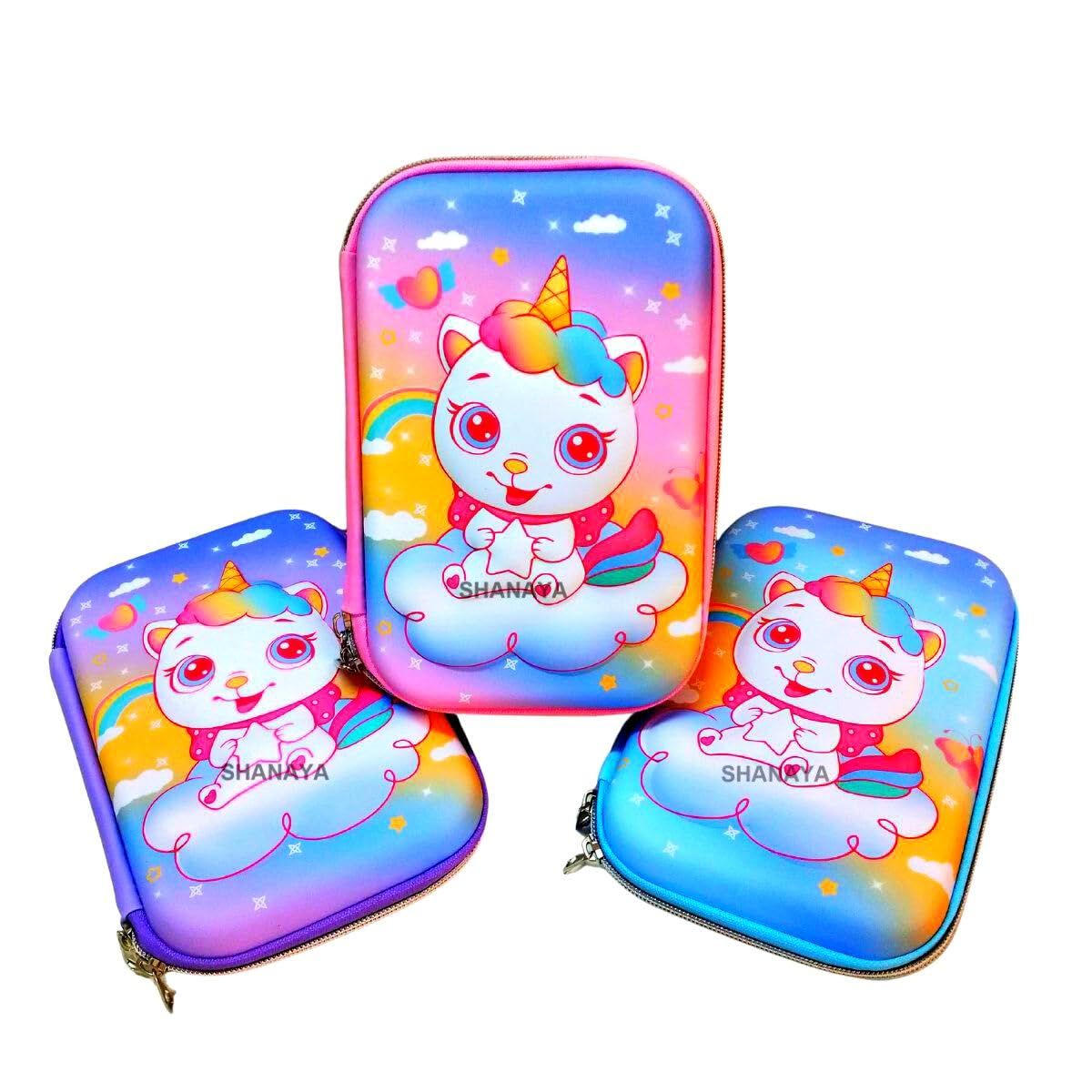 SHANAYA 3D Unicorn Pencil Pouch Pencil Case Pencil Box Assorted Colors