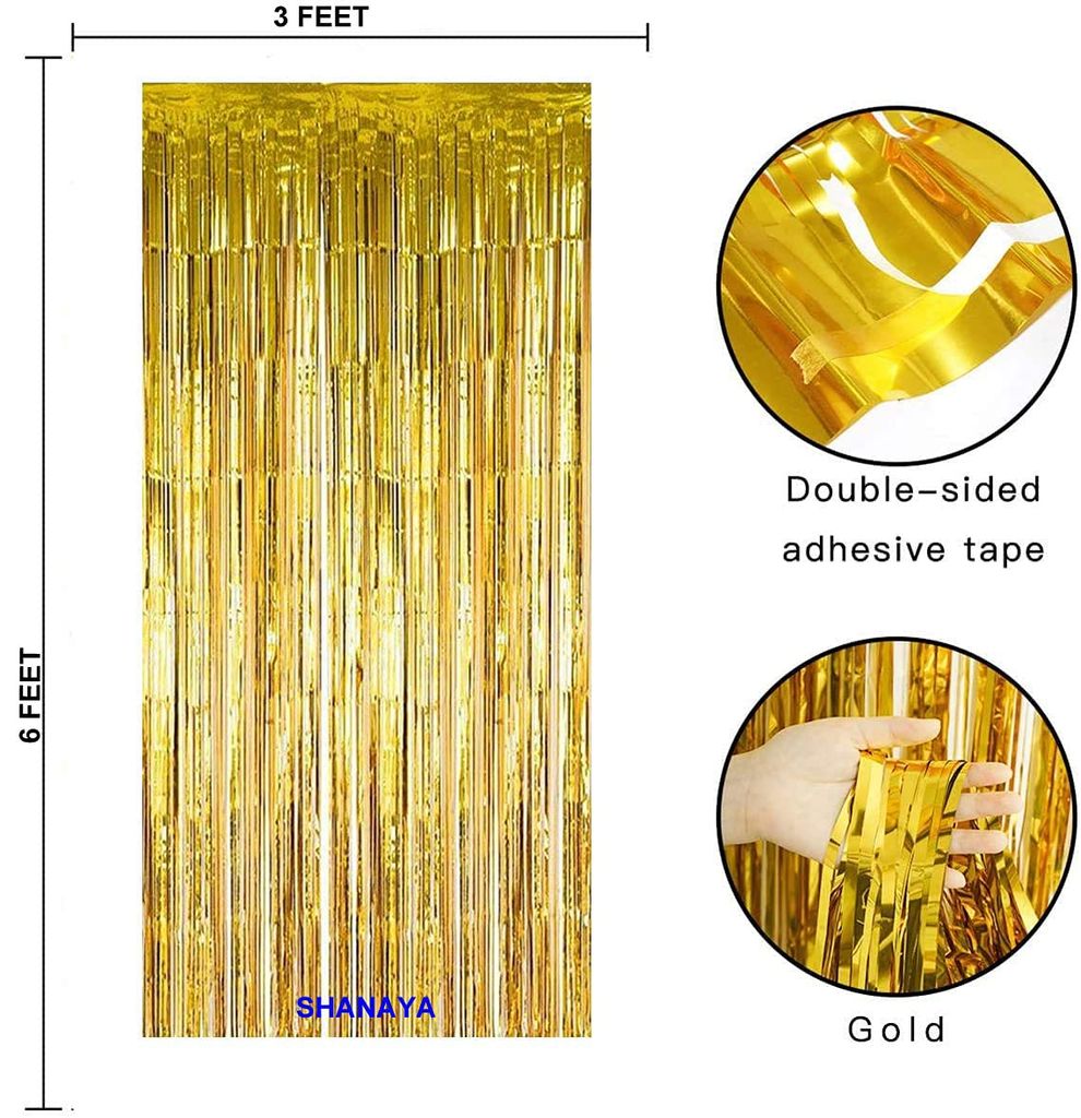 Shanaya Birthday Decoration Items Kit 42pcs Set Combo Happy Birthday Bunting Banner Silver Foil Curtain Metallic Confetti Balloons