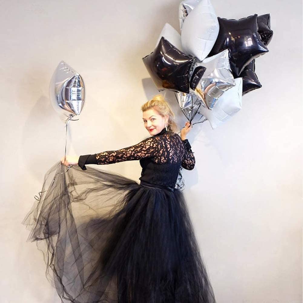 SHANAYA Birthday Decoration Items For Girls Boys Husband Wife Combo Set Kit -43Pcs Happy Birthday Silver Foil Balloons Metallic Gold Silver Black Baloons Bottle Heart Star Crown Foil Ballons