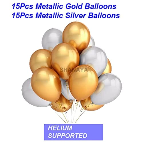 SHANAYA Happy 18th Birthday Decoration Items For Girls Boys Combo Kit -45Pcs Set Happy Birthday Gold Foil Balloons Gold Silver Metallic Baloons Number 18 Gold Foil Balloons Party Supplies