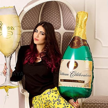 SHANAYA 2Pcs Green Champagne Bottle Balloons For Party Birthday Wedding Baby Shower Engagement Indoor Outdoor Occasions Party Decoration Supplies 39Inchs SHANAYA 2Pcs Green Champagne Bottle Balloons For Party Birthday Wedding Baby Shower Engagement Indoor Outdoor Occasions Party Decoration Supplies 39Inchs