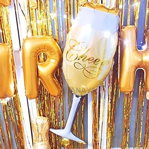 SHANAYA Birthday Decorations Items For Girls Boys Husband Wife Combo Set Kit -48Pcs Set Happy Birthday Rose Gold Foil Balloons Metallic Rose Gold Baloons Glass Bottle Star Foil Party Supplies