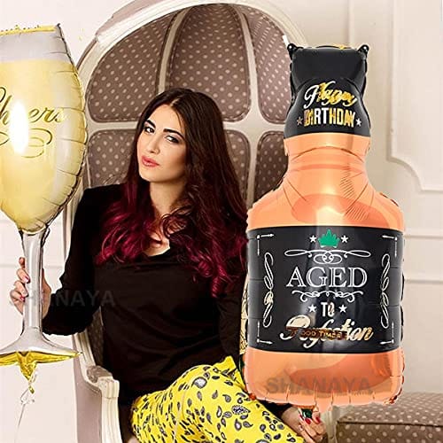 SHANAYA 2Pcs Age To Perfection Bottle Balloons For Party Birthday Wedding Baby Shower Engagement Indoor Outdoor Occasions Party Decoration Supplies 30Inchs
