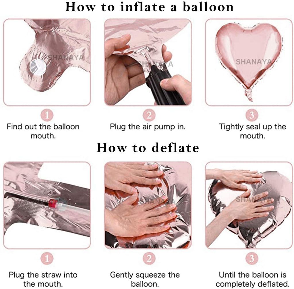 SHANAYA Birthday Decoration Items For Girls Boys Husband Wife -49Pcs Set Happy Birthday Silver Foil Balloons Pink White Metallic Baloons Rose Gold Heart Foil Balloons GlueDot Party Supplies