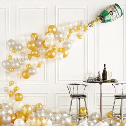 SHANAYA 53 Pcs Champagne Bottle Balloon Kit, 1Pcs 40" Champagne Bottle Foil Balloon & 50Pcs Assorted Metallic Confetti Balloons Ideal for Wedding Birthday Bachelorette Bridal Shower Party Decorations