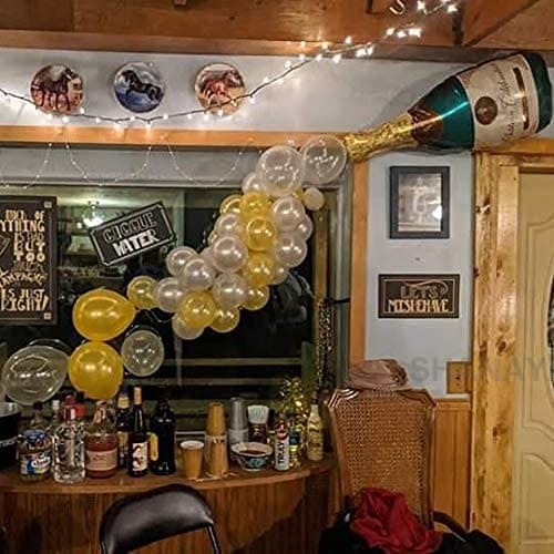SHANAYA 53 Pcs Champagne Bottle Balloon Kit, 1Pcs 40" Champagne Bottle Foil Balloon & 50Pcs Assorted Metallic Confetti Balloons Ideal for Wedding Birthday Bachelorette Bridal Shower Party Decorations