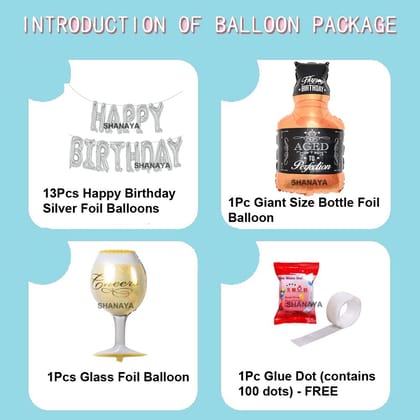 SHANAYA Happy Birthday Decorations Items For Girls Boys Husband Wife Kit- 66Pcs Set Happy Birthday Silver Foil Balloon Black Silver Metallic Balloons Bottle Glass Foil Balloons Confetti Balloons Party Supplies SHANAYA Happy Birthday Decorations Items For Girls Boys Husband Wife Kit- 66Pcs Set Happy Birthday Silver Foil Balloon Black Silver Metallic Balloons Bottle Glass Foil Balloons Confetti Balloons Party Supplies