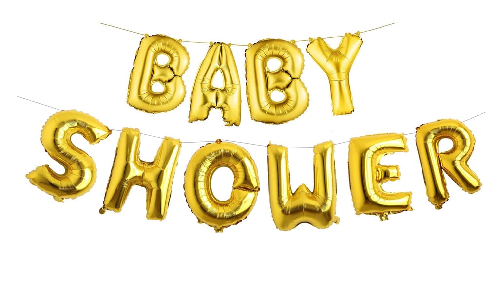 SHANAYA Baby Shower Foil Balloons Set Of 10 Letters For Baby Shower Decoration Party With Gluedot (Gold)