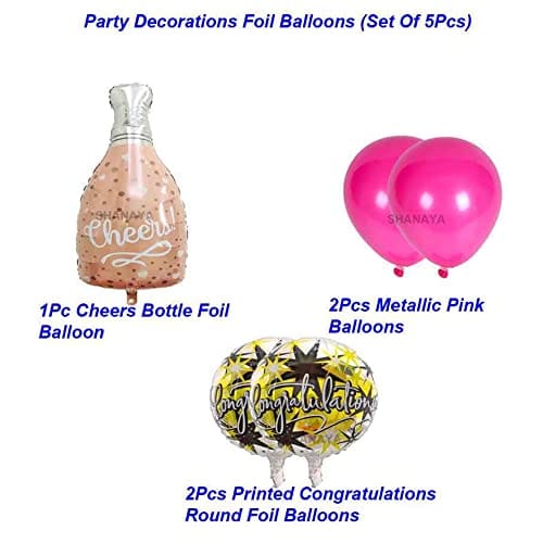 SHANAYA Cheers Foil Balloons For Decoration |Foil Balloons For Party Decoration For Girls Boys Husband Wife - 5Pcs Cheers Printed Foil Balloons