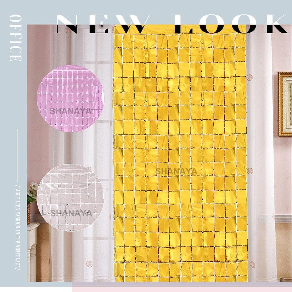 SHANAYA 3x6Ft Party Background Aluminum Foil Fringe Square Curtain Backdrop Wedding Decor Aluminum Foil Wall Backdrop Curtain Birthday (Pack of 2) (Pink)