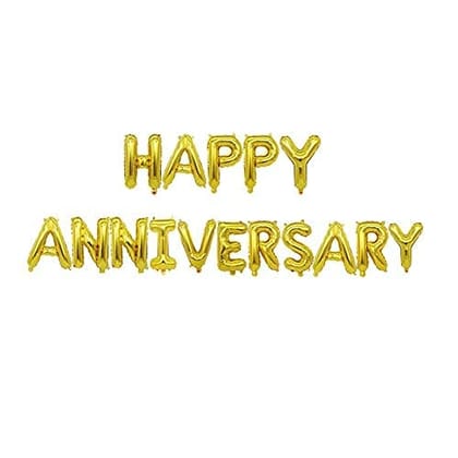 SHANAYA Happy Anniversary Foil Balloons For Wife Husband For Indoor And Outdoor Decorations (GOLD)