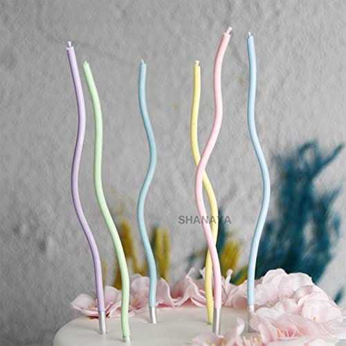 SHANAYA Decorative Twisty Curvy Spiral Rainbow Birthday Candles Set Kit for Cake Cup Cake Decoration Items for Birthday Wedding Anniversary Mothers Day for Boys Girls Adults (Pack of 2=12 Candles)