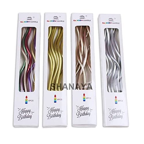 SHANAYA Decorative Twisty Curvy Spiral Rainbow Birthday Candles Set Kit for Cake Cup Cake Decoration Items for Birthday Wedding Anniversary Mothers Day for Boys Girls Adults (Pack of 2=12 Candles)