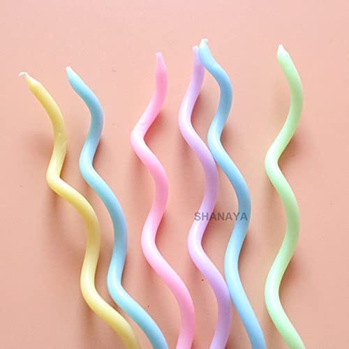 SHANAYA Decorative Twisty Curvy Spiral Rainbow Birthday Candles Set Kit for Cake Cup Cake Decoration Items for Birthday Wedding Anniversary Mothers Day for Boys Girls Adults (Pack of 2=12 Candles)
