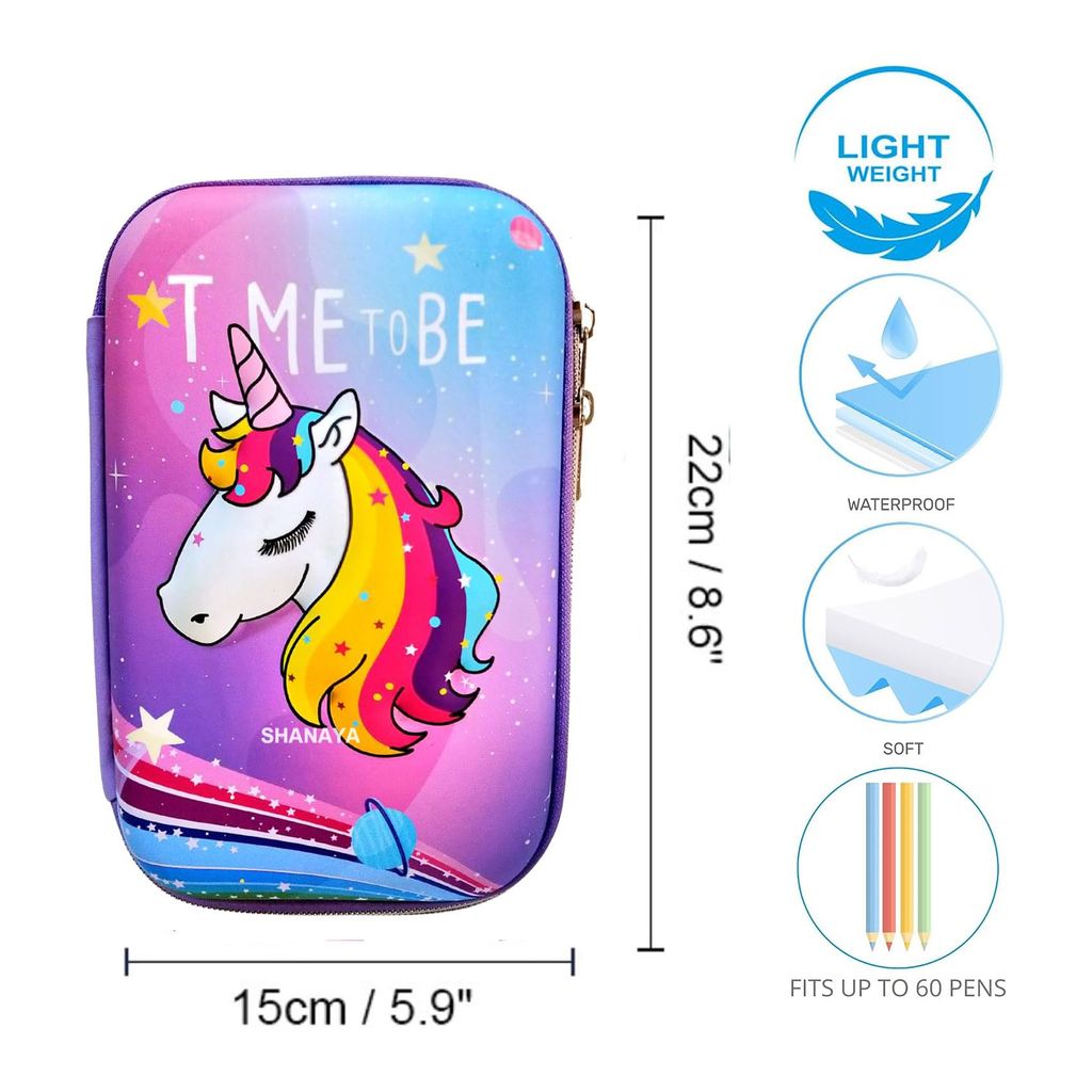 SHANAYA 3D Unicorn Rainbow Pencil Pouch Pencil Case Pencil Box (Random Color)