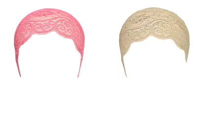 Girls and Womens Hijab Cap Hijab Headband, Under Hijab Scarf Pink and Light Beige Naqab Head Scarf (2 pcs)